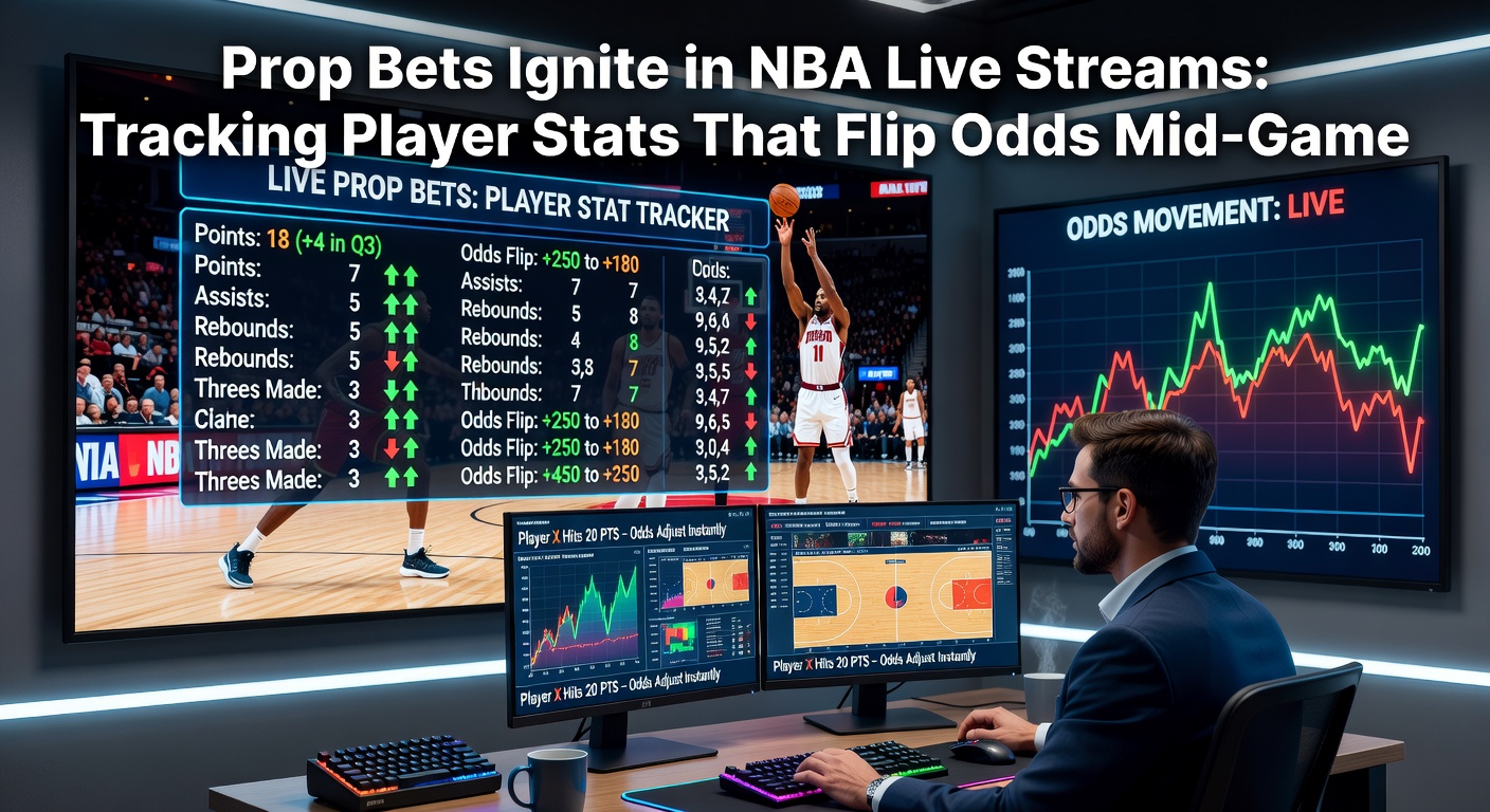 NBA-Spieler bei einem intensiven Moment im Live-Stream, während Quoten auf Bildschirmen wechseln