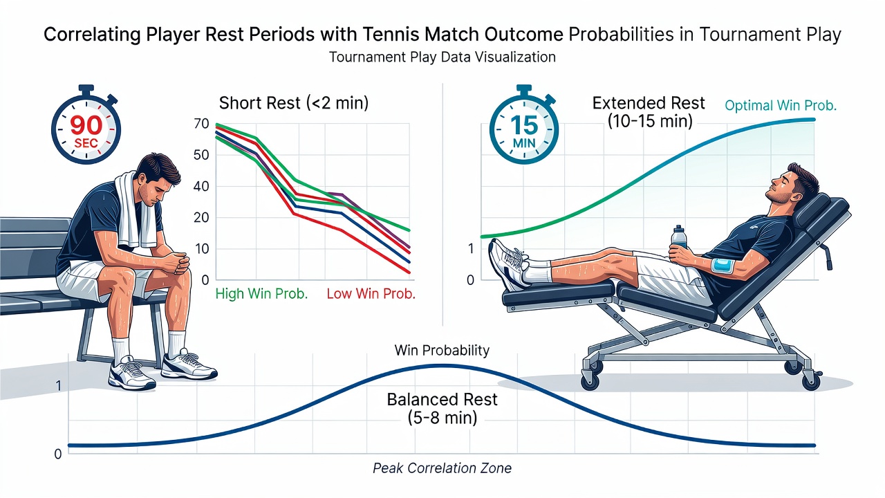 Grafik zu Erholungszeiten und Leistungsdaten im professionellen Tennis